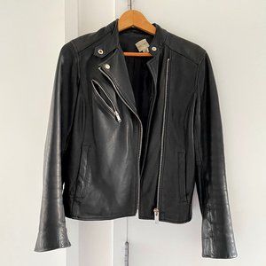 REISS Black Lamb Leather Biker Jacket (genuine leather)